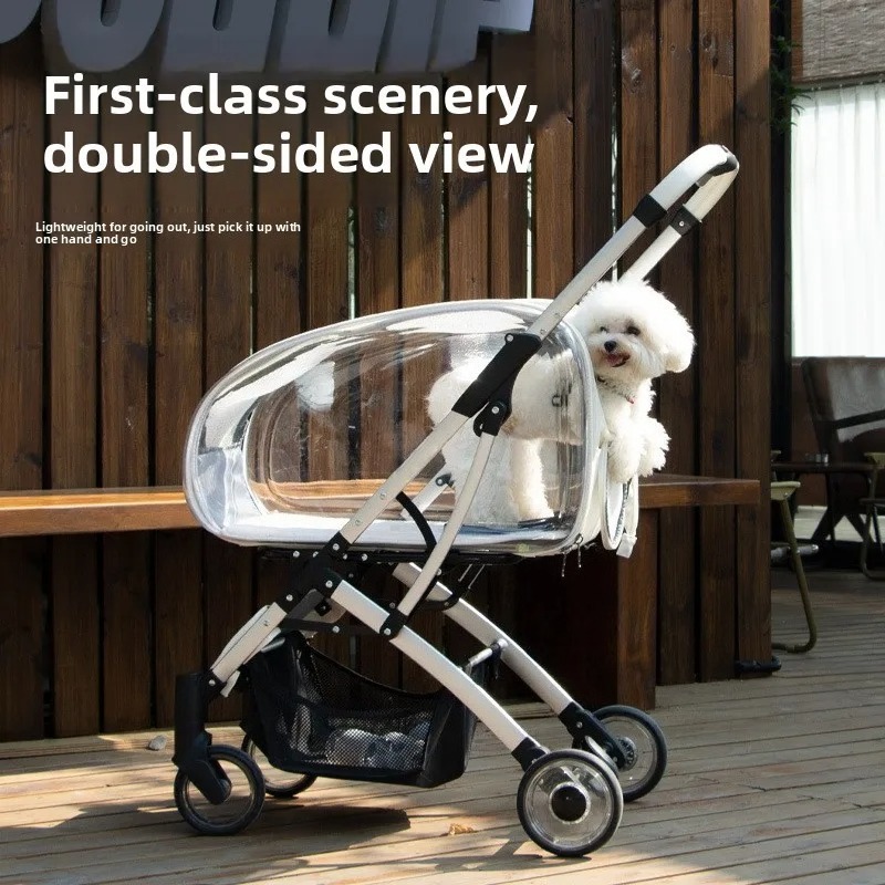 Pet Stroller Carrier - Прозрачная прогулочная коляска для домашних животных,