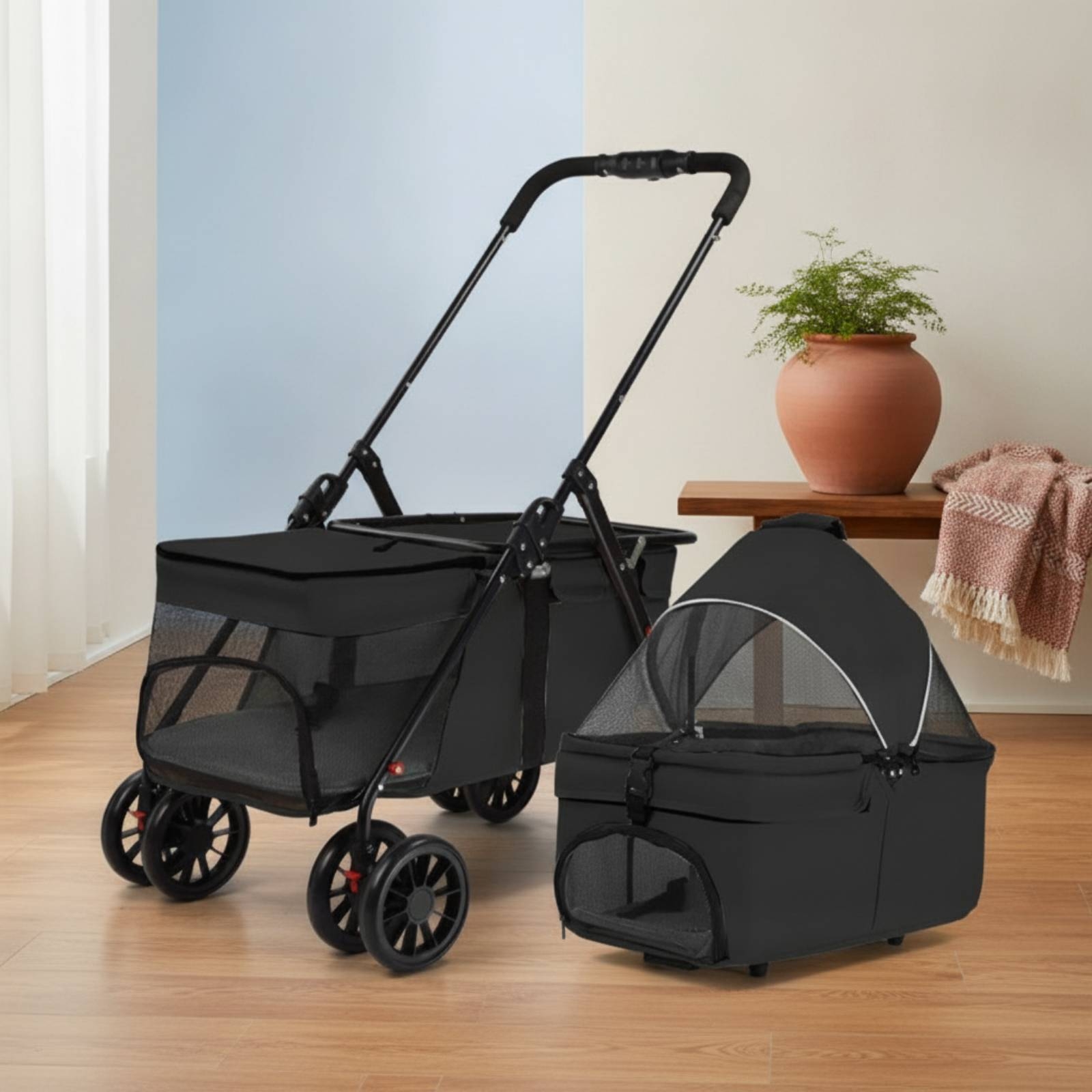 Pet Stroller Carrier - Коляска для животных с отсоединяемой переноской,