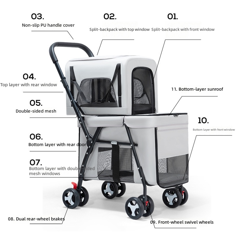 Двухуровневая коляска для живо – обзор и цена Pet Stroller Carrier